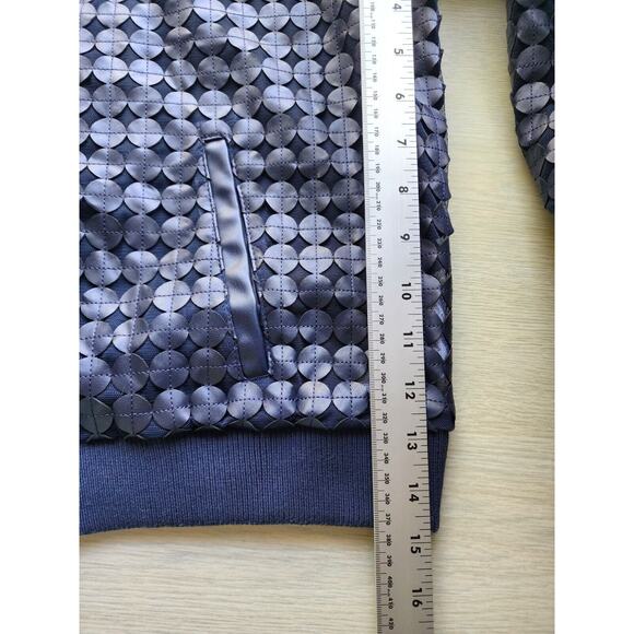 Jacket-Colleen Lopez-Navy Blue-Zipper-Unique Design-Faux Leather-Size LRG - Picture 14 of 15